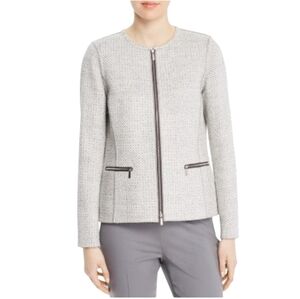 Lafayette 148 New York Kerrington Tweed Jacket Gray and White Size Small